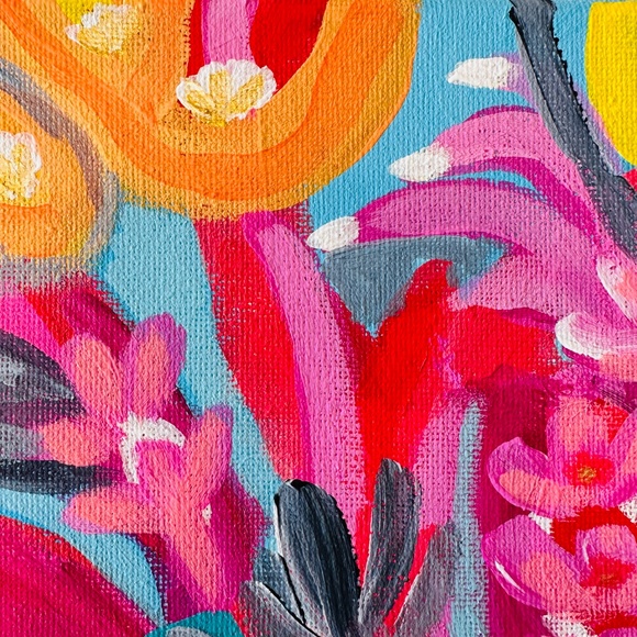 Original Painting Abstract Collectible Floral Landscape 10" x 10" x .50" Canvas - Picture 5 of 10